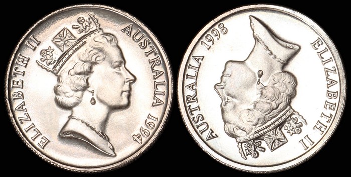 Australia-5c-1994/1998-Double-Obverse-Error-Coin